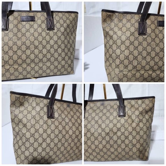 Authentic GUCCI GG Coated Canvas Medium Tote Bag Beige/Brown - Picture 9 of 16